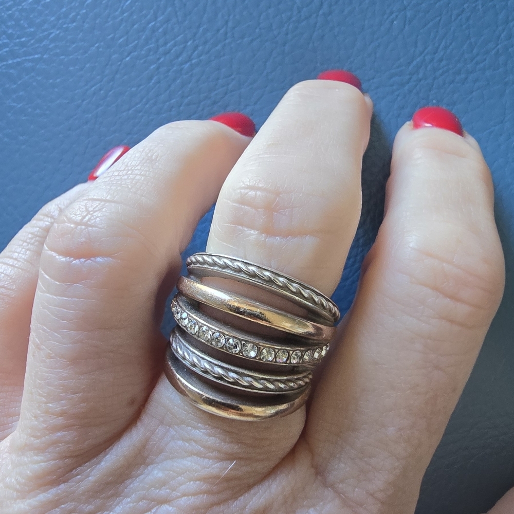 Brighton Elegant faux Crystal Silver/Gold-Tone Ring